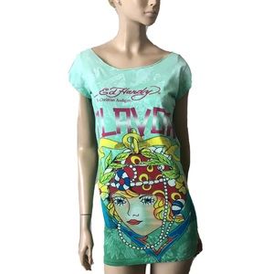 NWT Ed Hardy by Christian Audiger Women in Perl shirt size M
